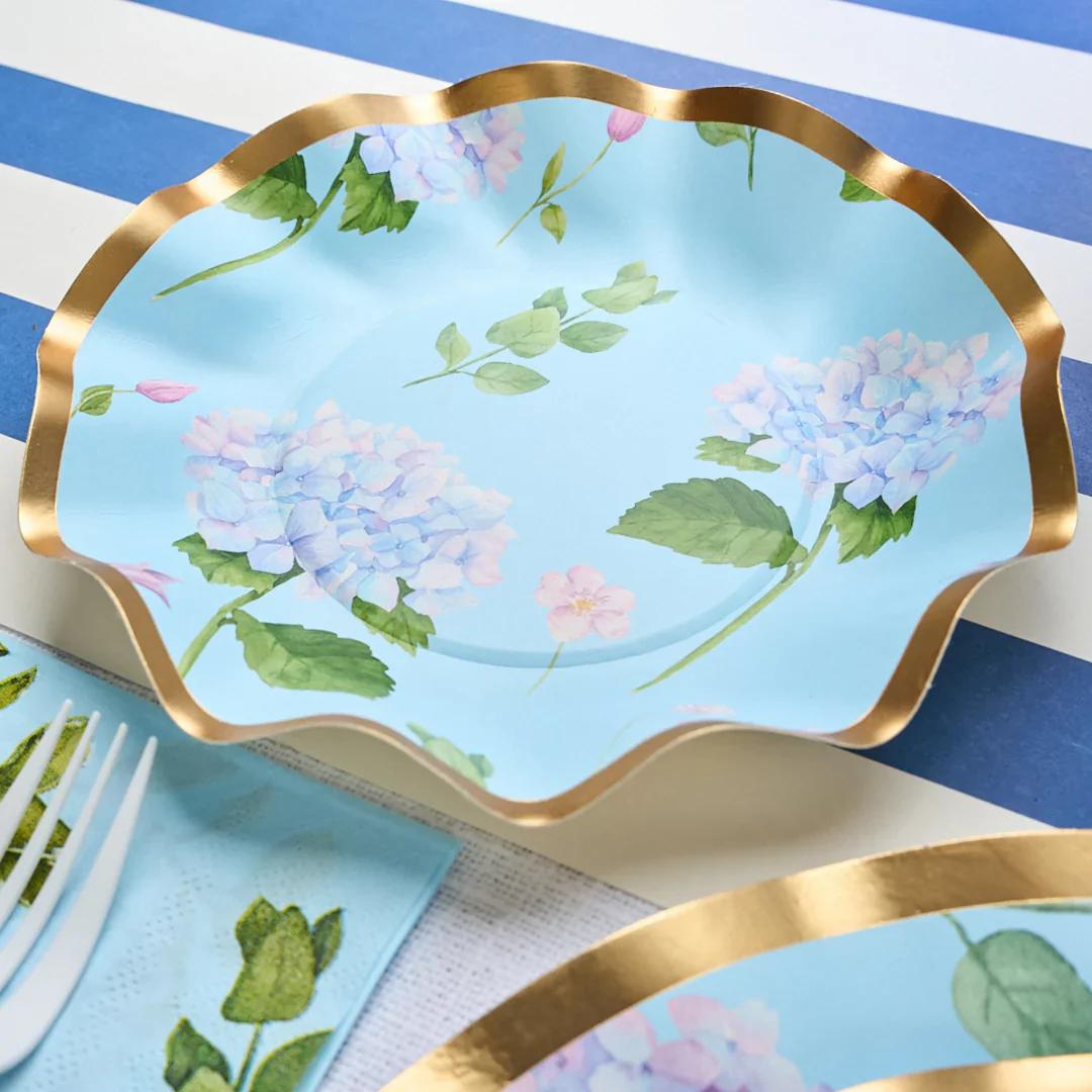 Sophistiplate Wavy Appetizer/Dessert Bowl - 8pk – Hydrangea Flowers - Image 4