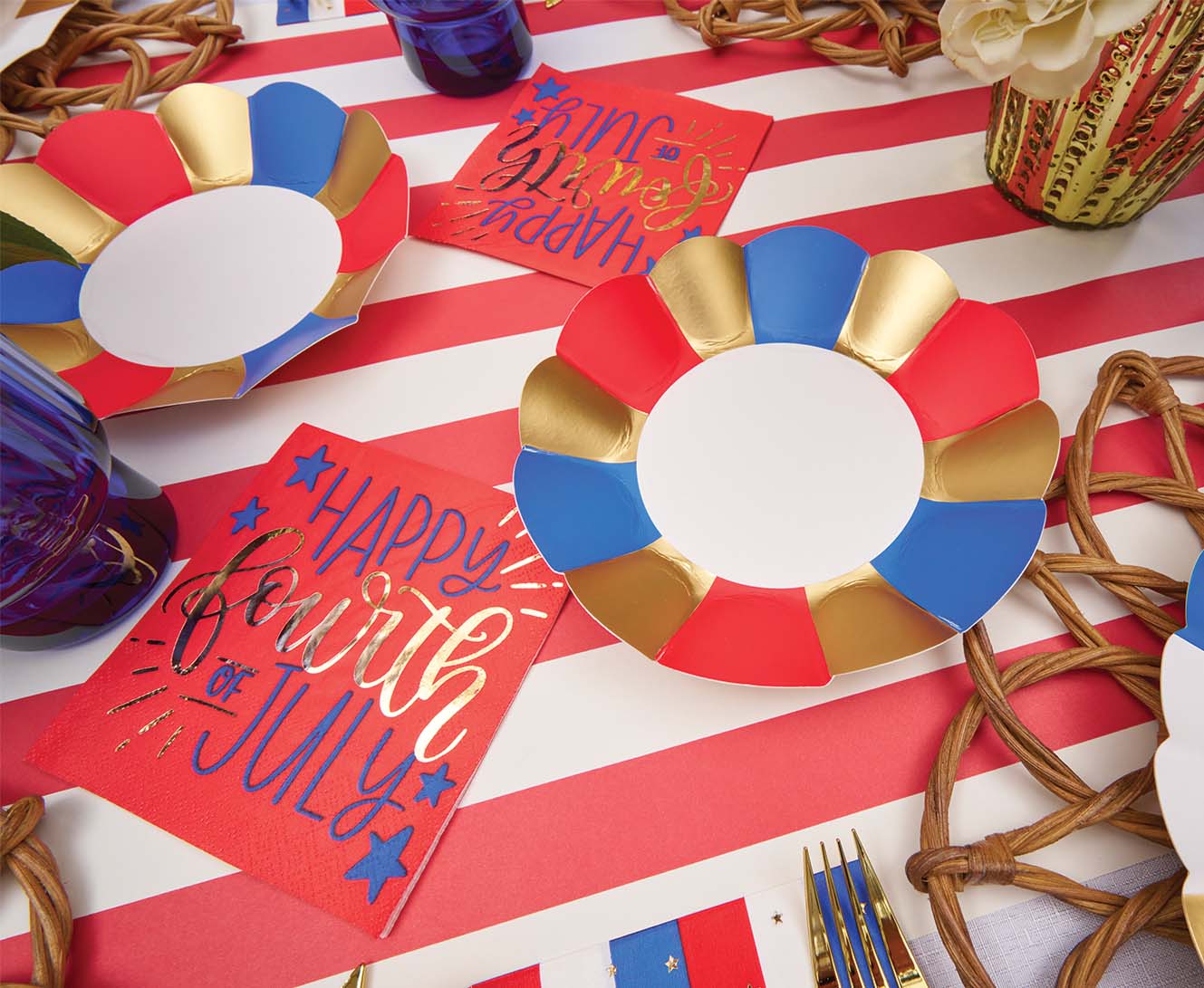 Sophistiplate Wavy Paper Appetizer & Dessert Bowls – 8pk – Modern Patriotic - Image 2