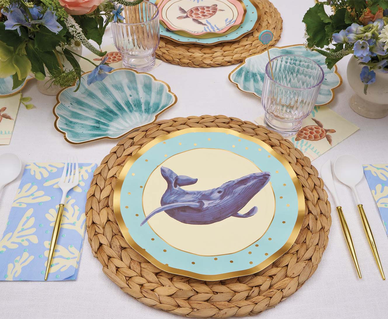 Sophistiplate Wavy Paper Dinner Plates – 8pk – Pastel Sea - Image 2