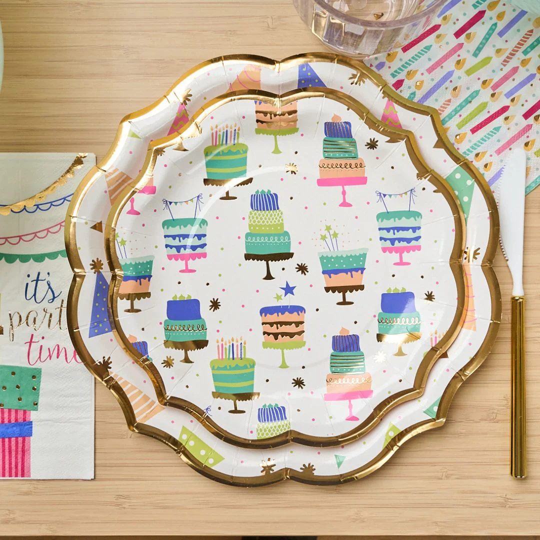 Sophistiplate Wavy Paper Salad Plate - 8pk – Birthday Cakes - Image 2