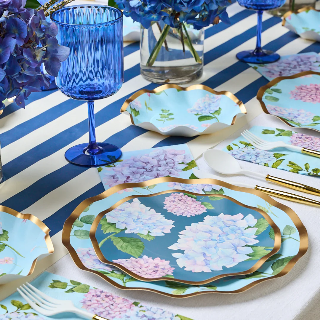 Sophistiplate Wavy Paper Salad Plate - 8pk – Hydrangea Flowers - Image 2