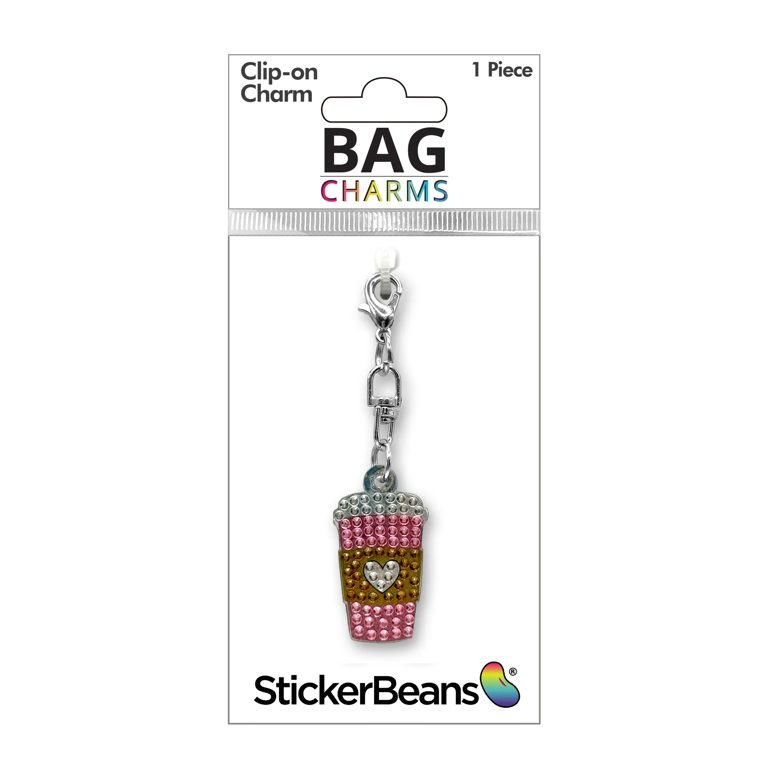 StickerBeans Clip on Sparkling Rhinestone Charms – Pink Latte - Image 2