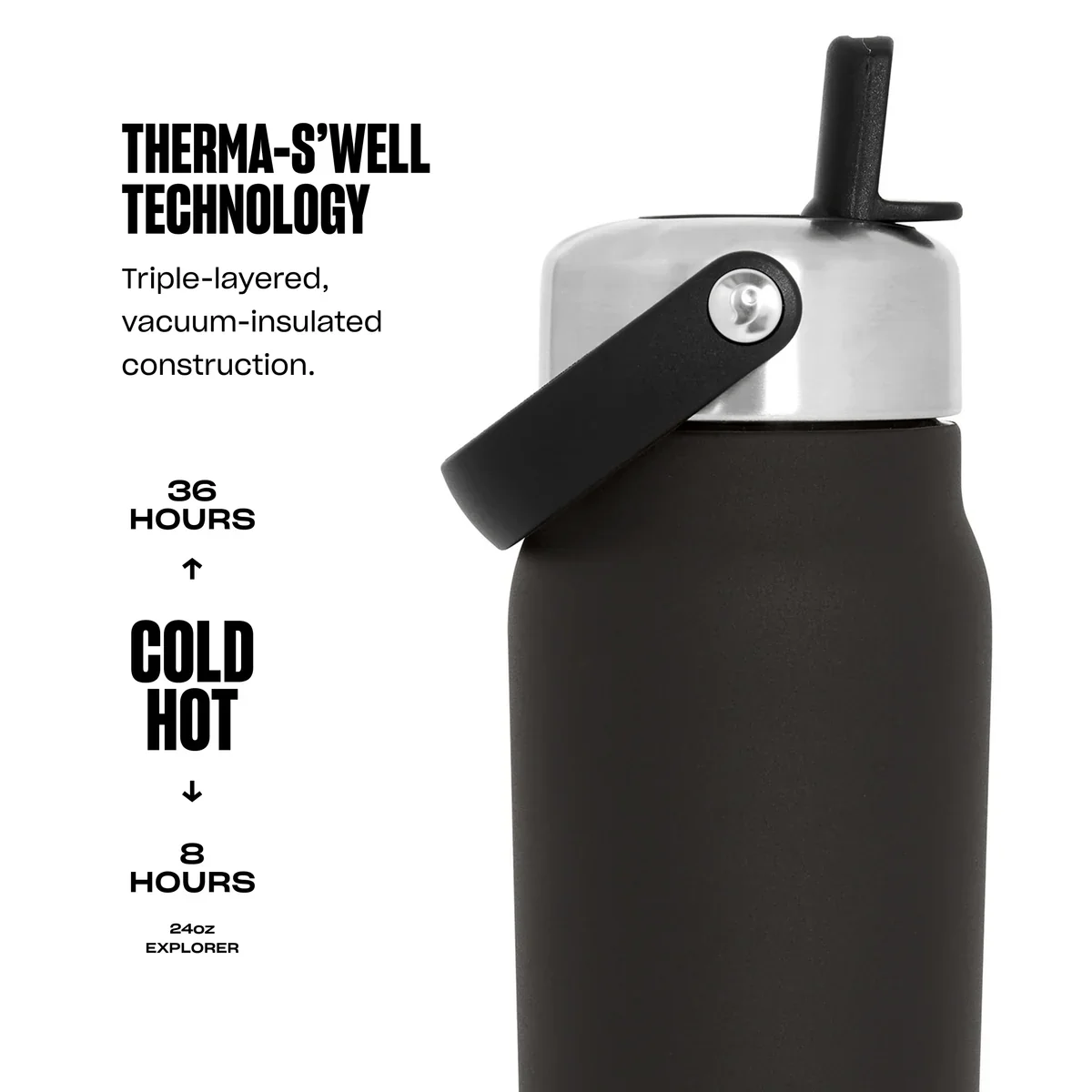 S'well Explorer with Flip Straw Lid – 24oz – Onyx - Image 5