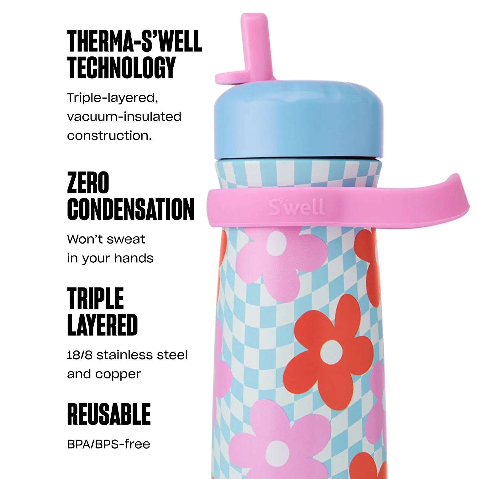 S'well Traveler with Flip Straw Lid – Pink Petal – 16oz - Image 3