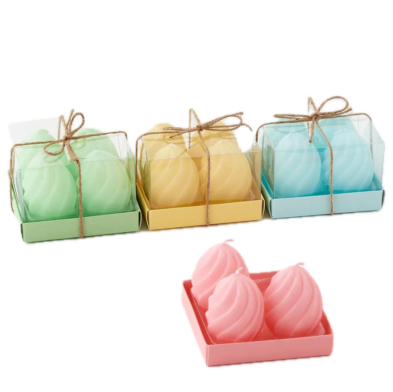 Swirl Egg Easter Tea-light Candles – Assorted Colors – Pack of 4 – Each Pack Sold Separately