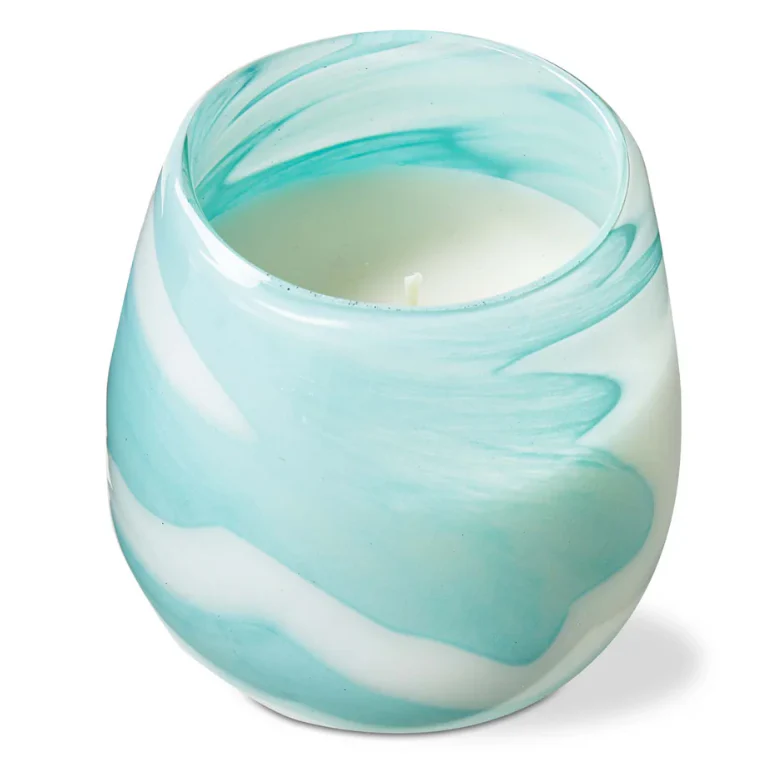 Tag Aqua Glass Vessel Scented Citronella Candle – Citrus Coconut Blossom –  4" x 3.5"