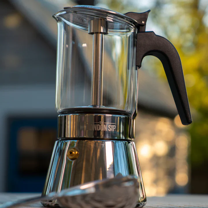 The London Sip Glass Stovetop Espresso Coffee Maker – 6 Cup - Image 4