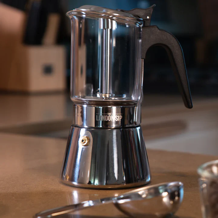 The London Sip Glass Stovetop Espresso Coffee Maker – 6 Cup - Image 5