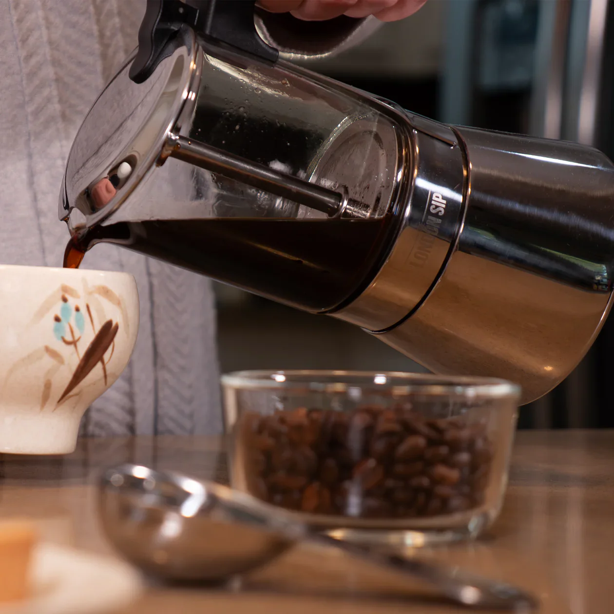 The London Sip Glass Stovetop Espresso Coffee Maker – 6 Cup - Image 6