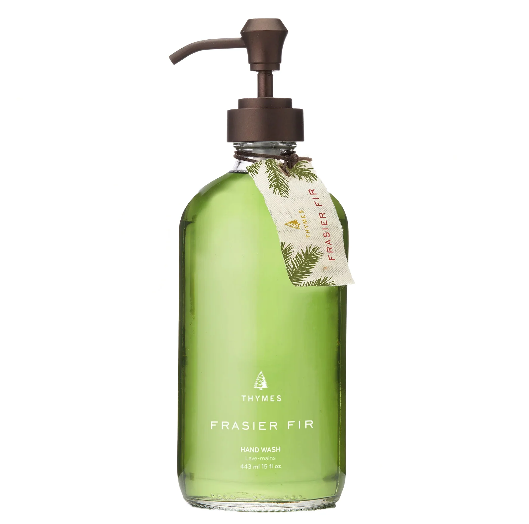 Thymes Frasier Fir Glass Vessel Hand Wash โ 15oz