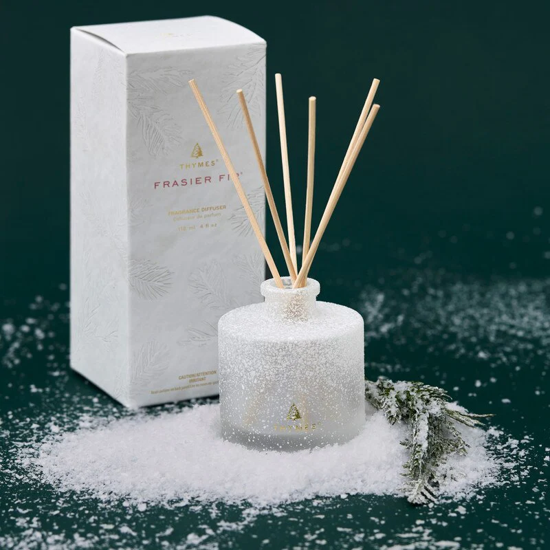 Thymes Frasier Fir Petite Reed Diffuser - Flocked Collection - 4oz - Image 2