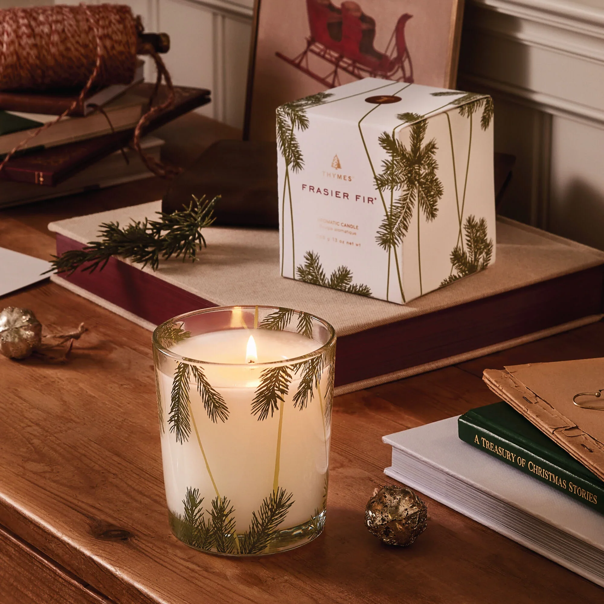 Thymes Frasier Fir Poured Candle with Needle Deco – 13oz - Image 3