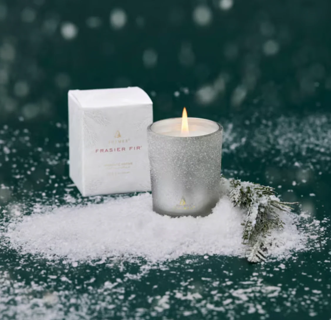 Thymes Frasier Fir Scented Votive Candle – Flocked Collection – 2oz - Image 2