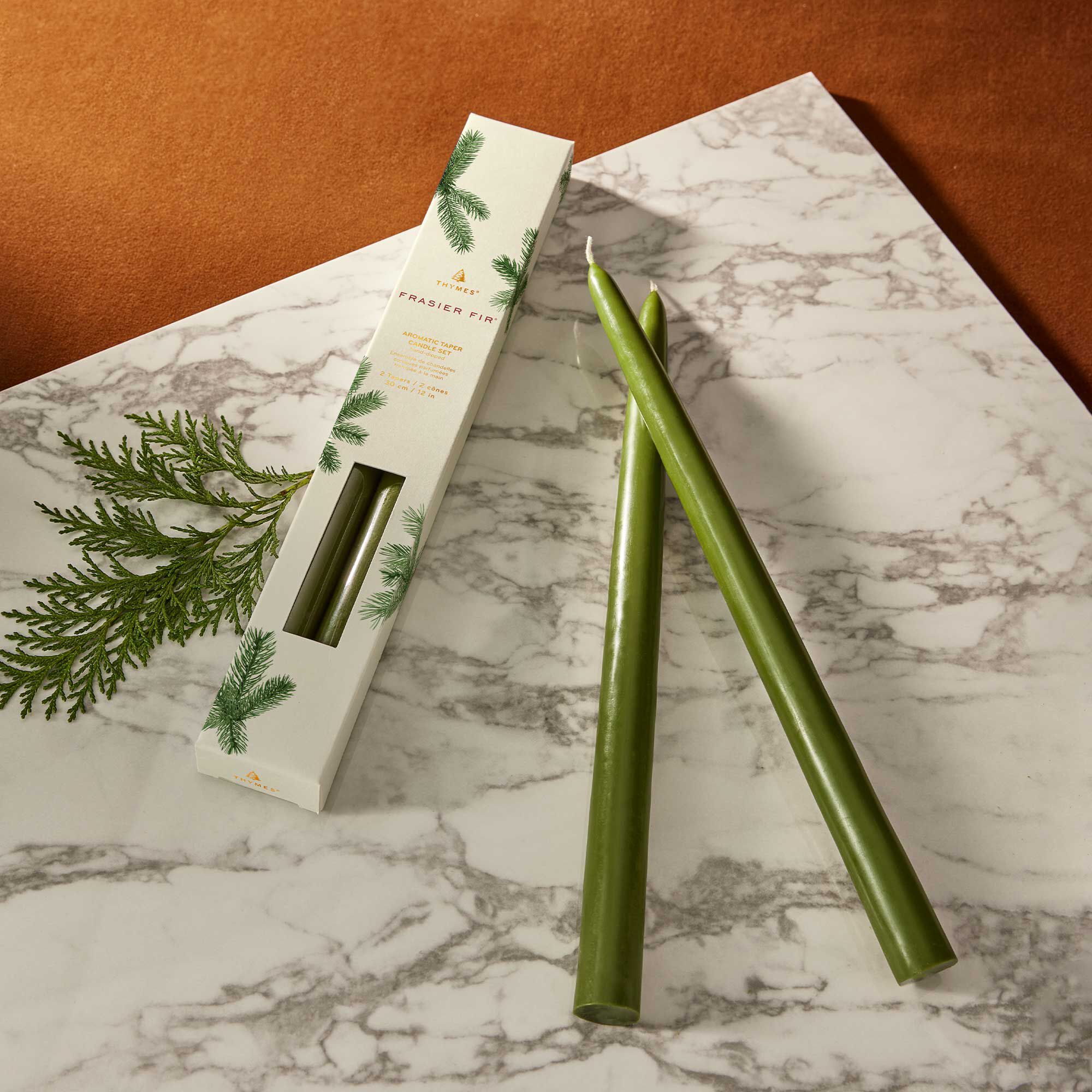 Thymes Frasier Fir Taper Candle – 12" – Set of 2 - Image 3