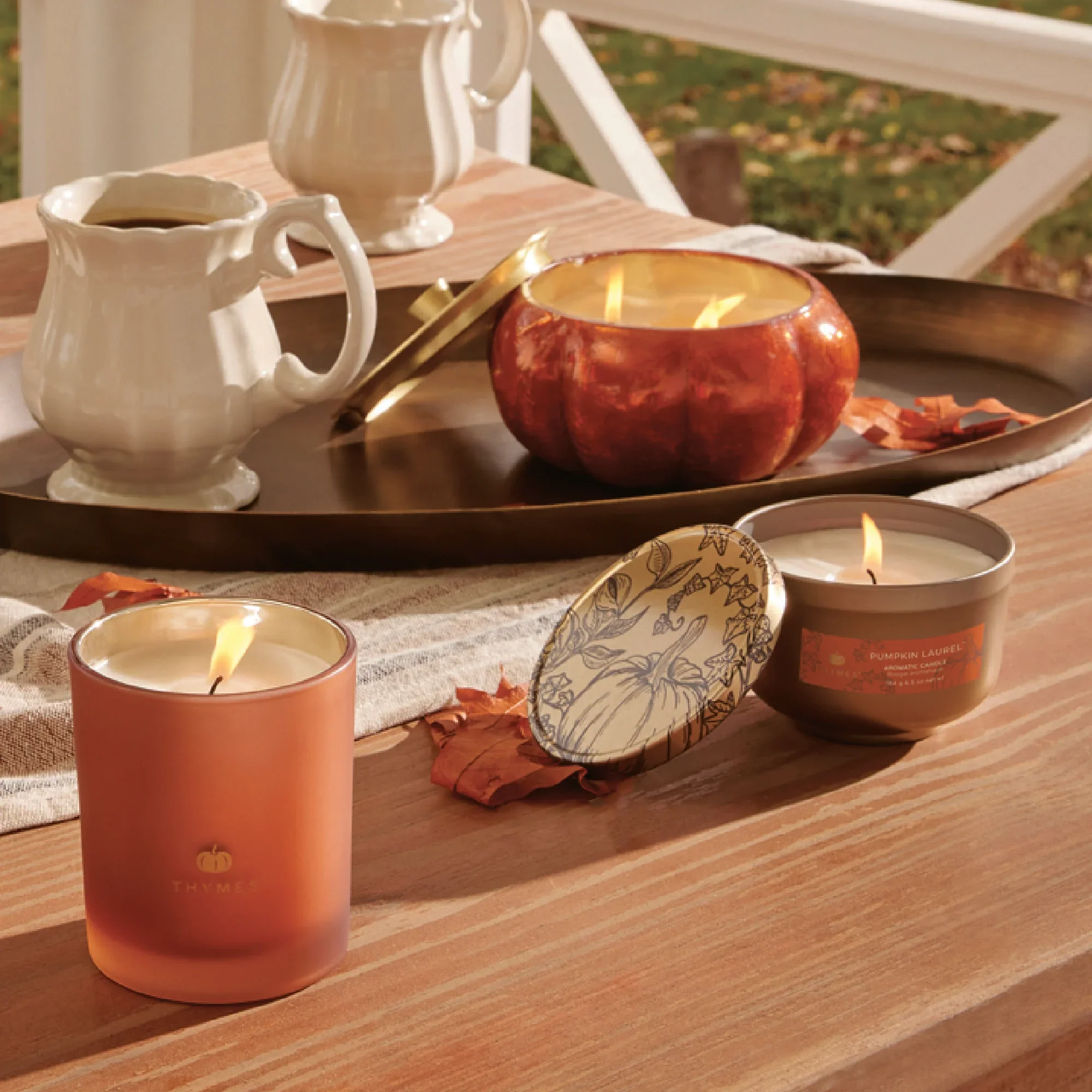 Thymes Pumpkin Laurel Statement Large Candle – 15oz. - Image 3