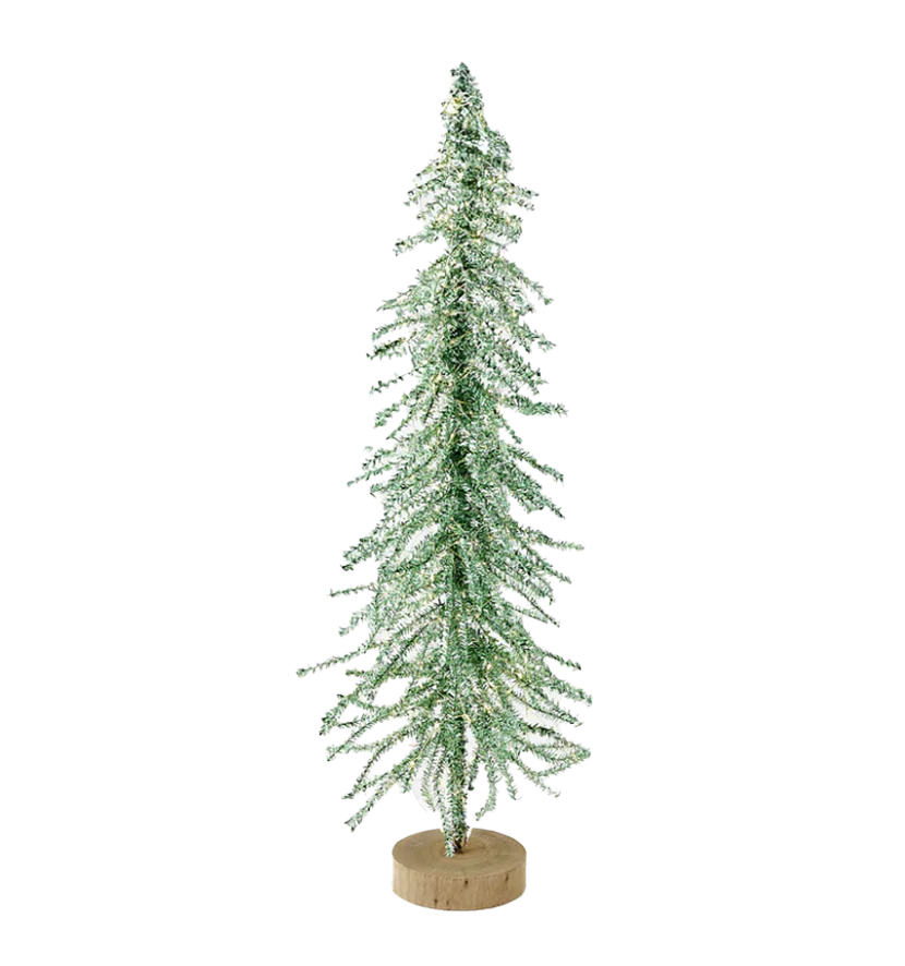 Tinsel Tree w/LED Lights & Adapter – Green – Medium 26"