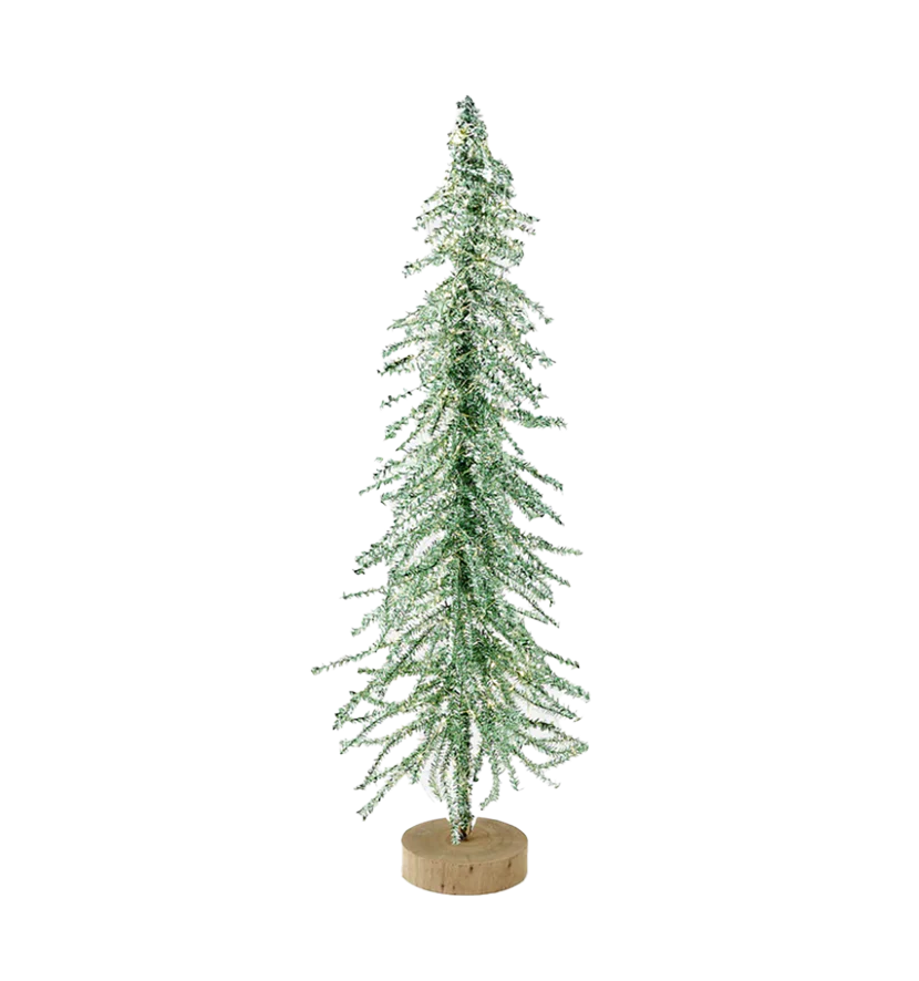 Tinsel Tree w/LED Lights & Adapter – Green – Small 20"