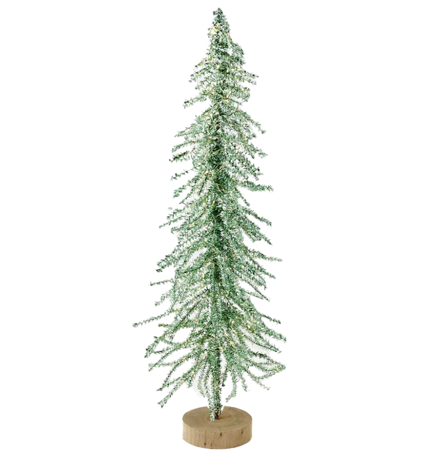 Tinsel Tree w/LED Lights & Adapter – Green – Large 30"