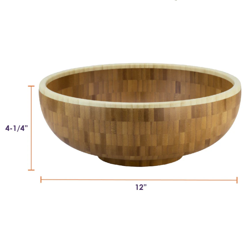 Totally Bamboo Classic Large Bamboo Serving Bowl – 12"Dia. x 4-1/2" - Image 2
