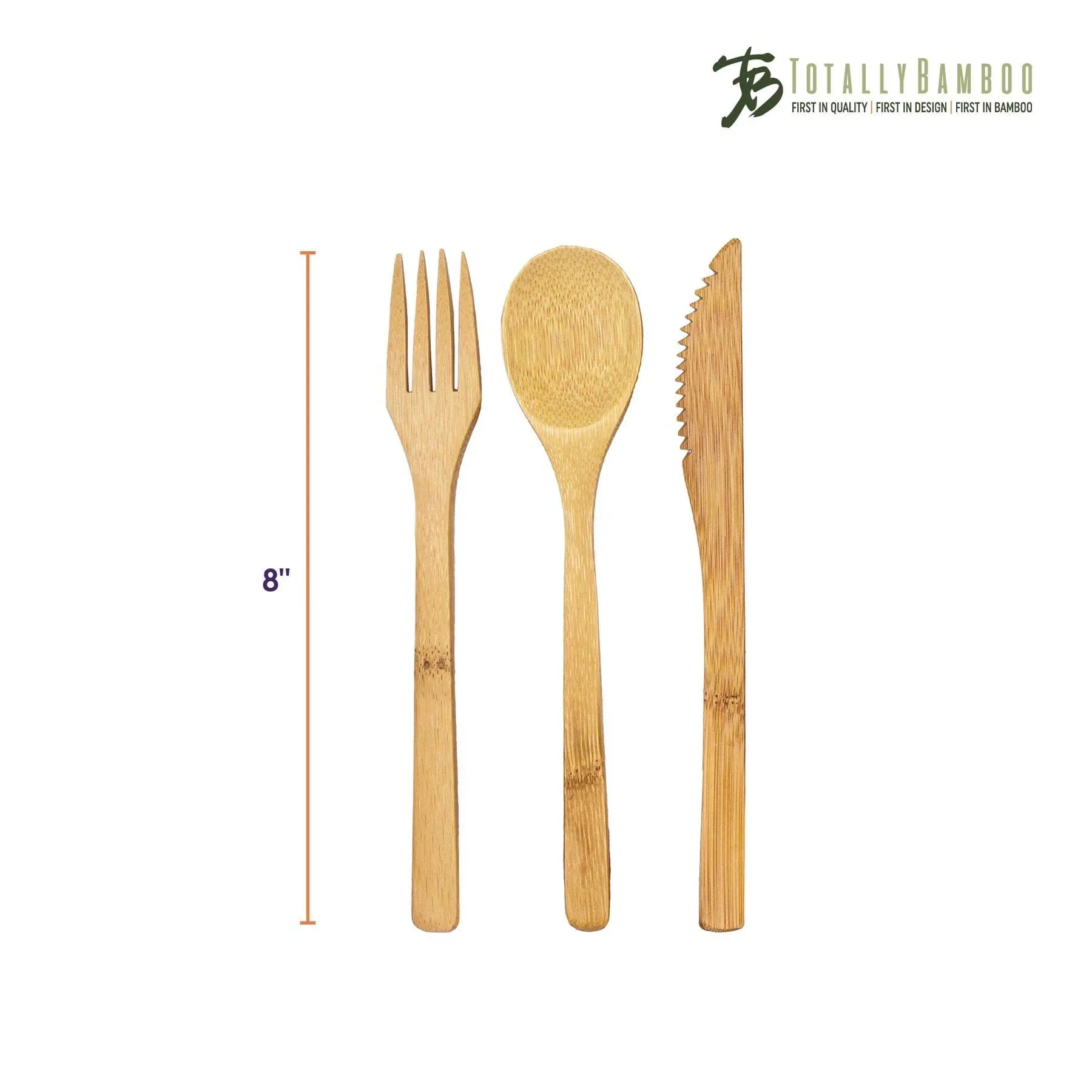 Totally Bamboo Reusable Flatware Set | Fork + Spoon + Knife - Image 3