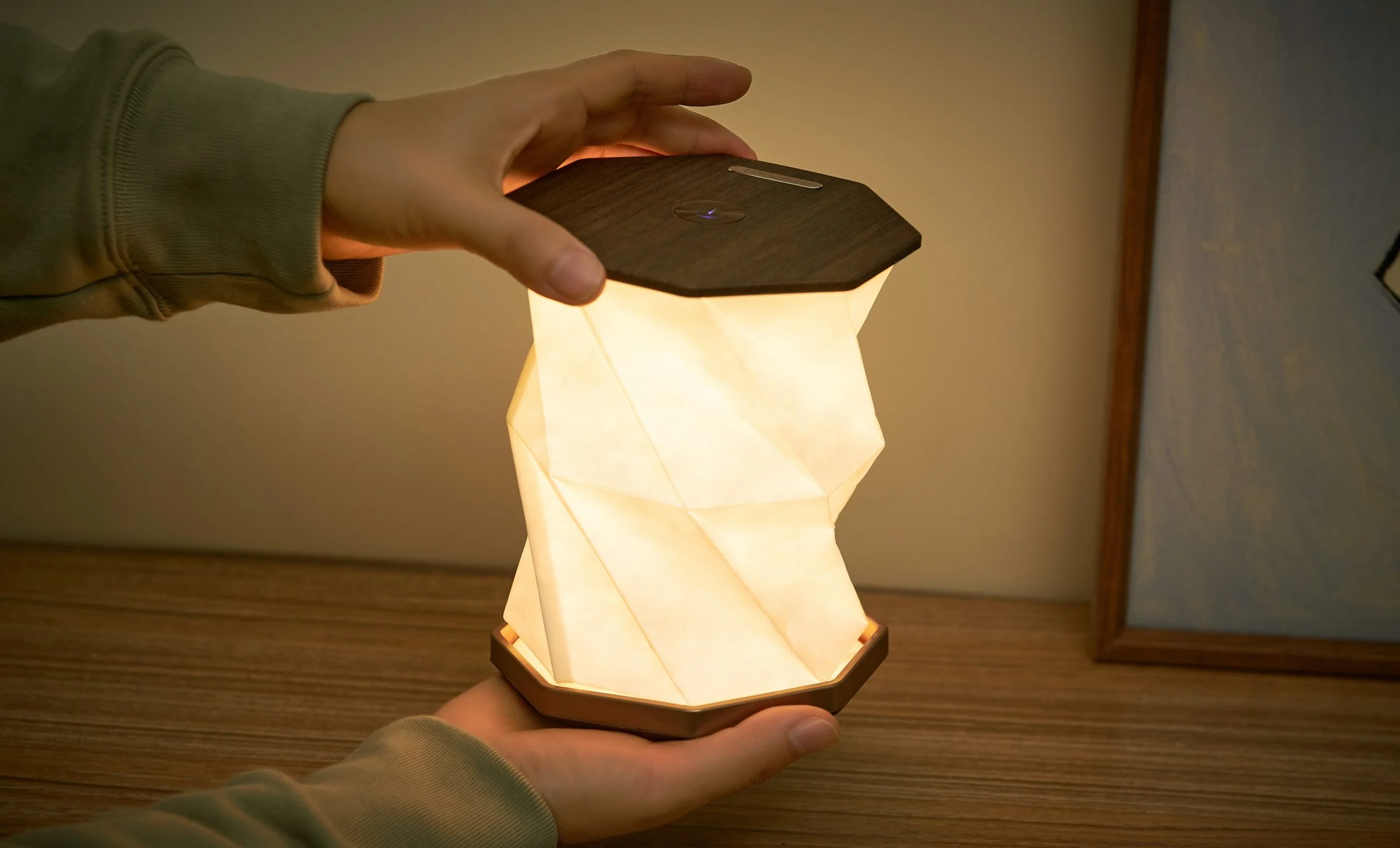 Twist Hexagon Lamp – Walnut – 5" x 7" - Image 2
