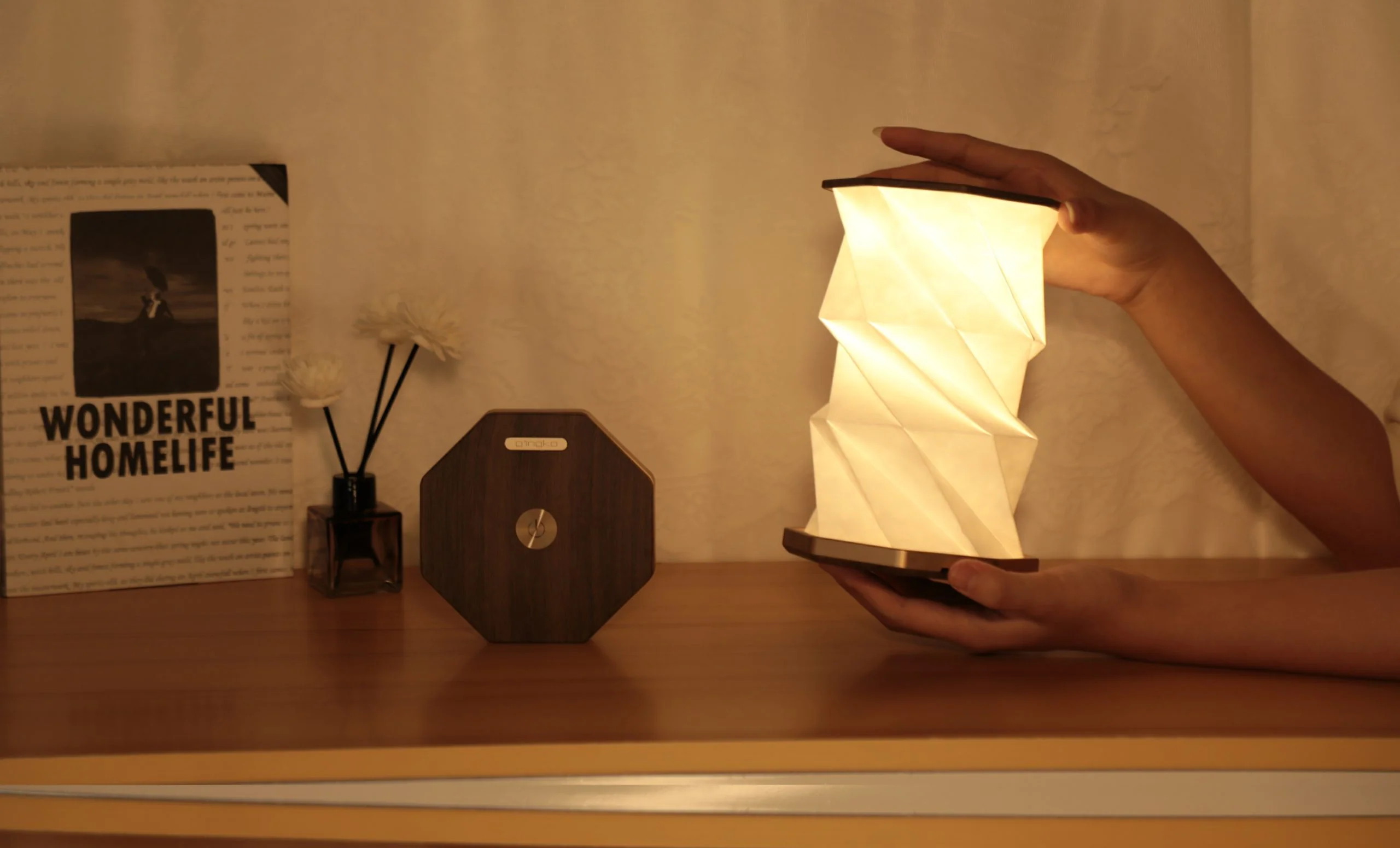 Twist Hexagon Lamp – Walnut – 5" x 7" - Image 3