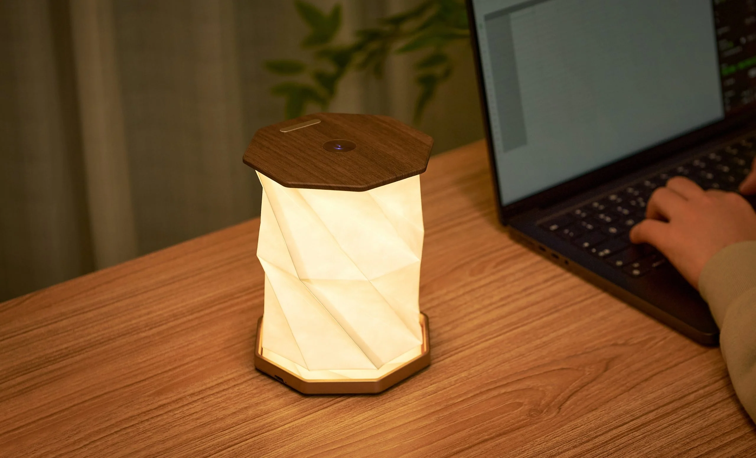 Twist Hexagon Lamp – Walnut – 5" x 7" - Image 4