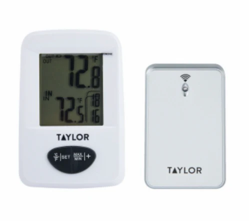 Tylor Digital Wireless  Indoor/Outdoor Thermometer & Clock – White