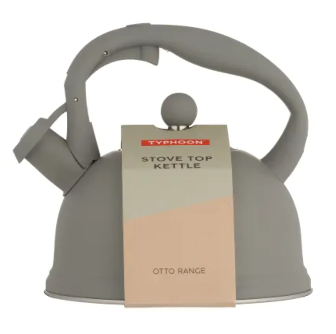 Typhoon Otto Stovetop Whistling Kettle β 1Qt. - Pastel Grey / Silver Lid