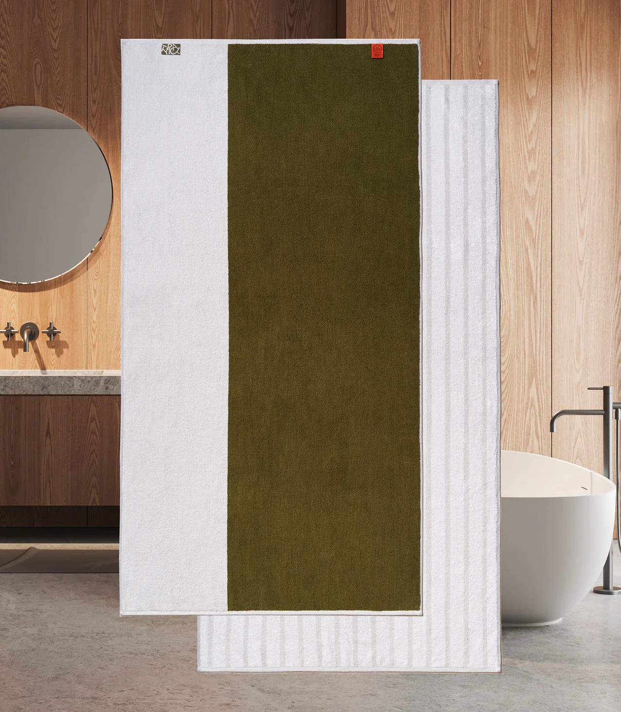 Typical Goods Offset Two Sided Stripe Stretch Towel – Ceramic Clay|Moss Green – 30" x 60" (Copy) - Image 4