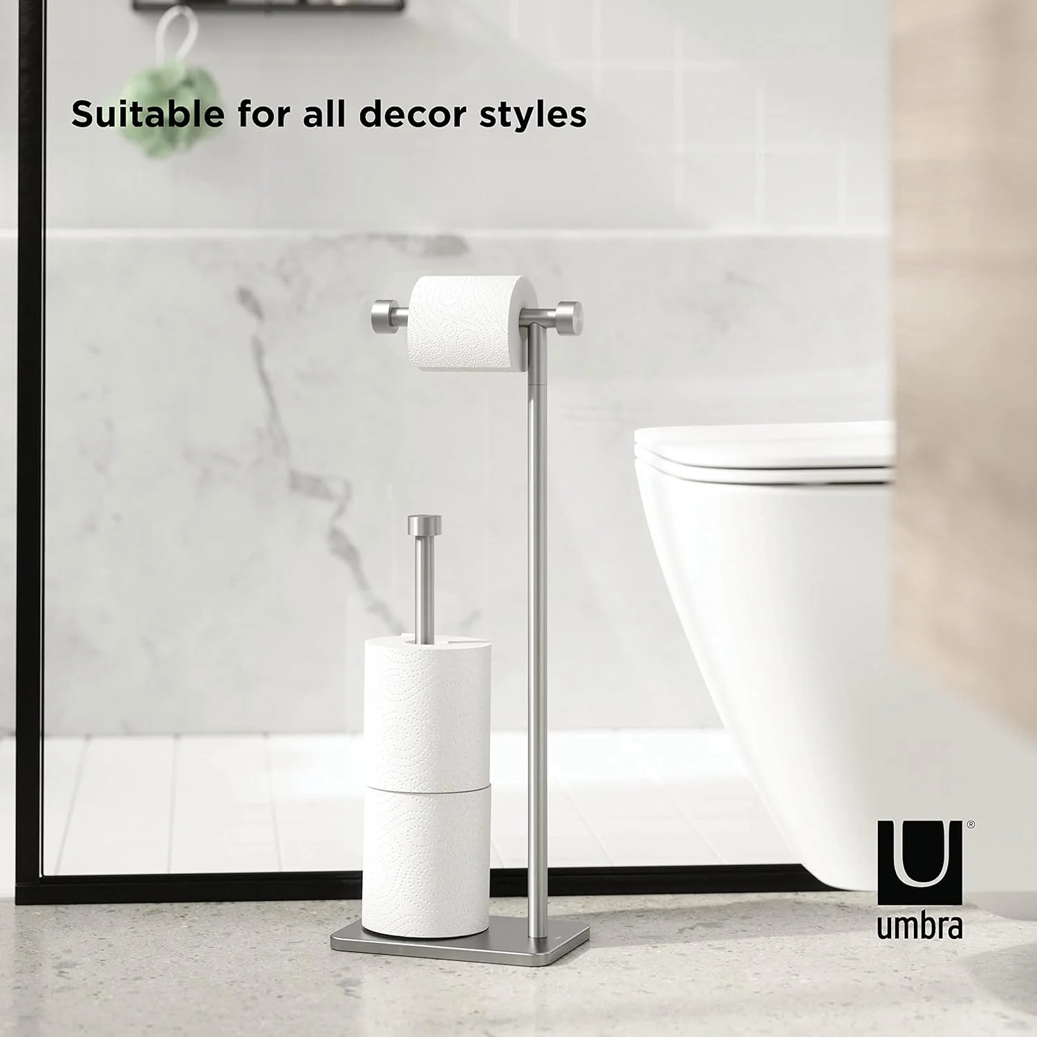 Umbra Cappa Toilet Paper Holder & Reserve Stand – Nickel - Image 5