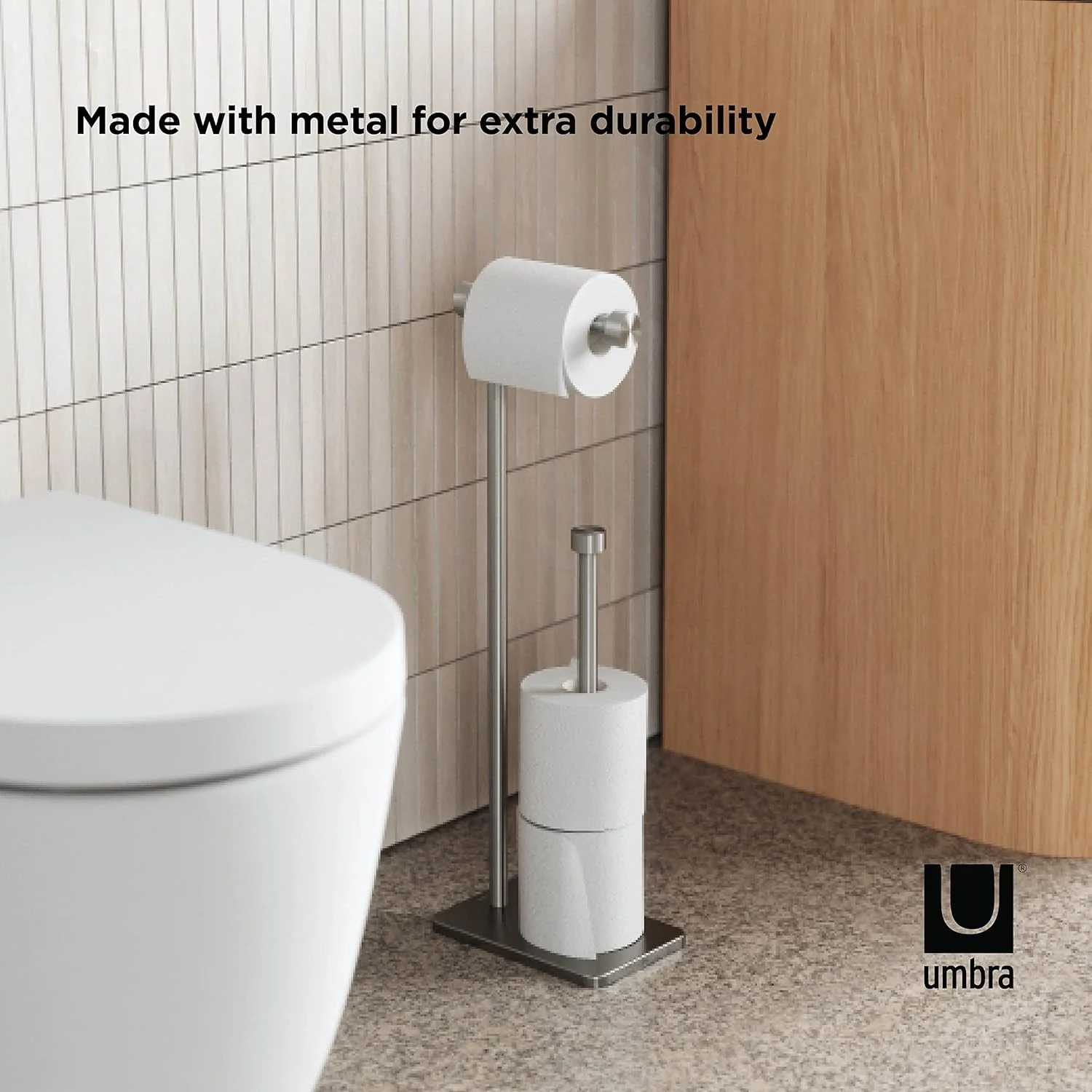 Umbra Cappa Toilet Paper Holder & Reserve Stand – Nickel - Image 6