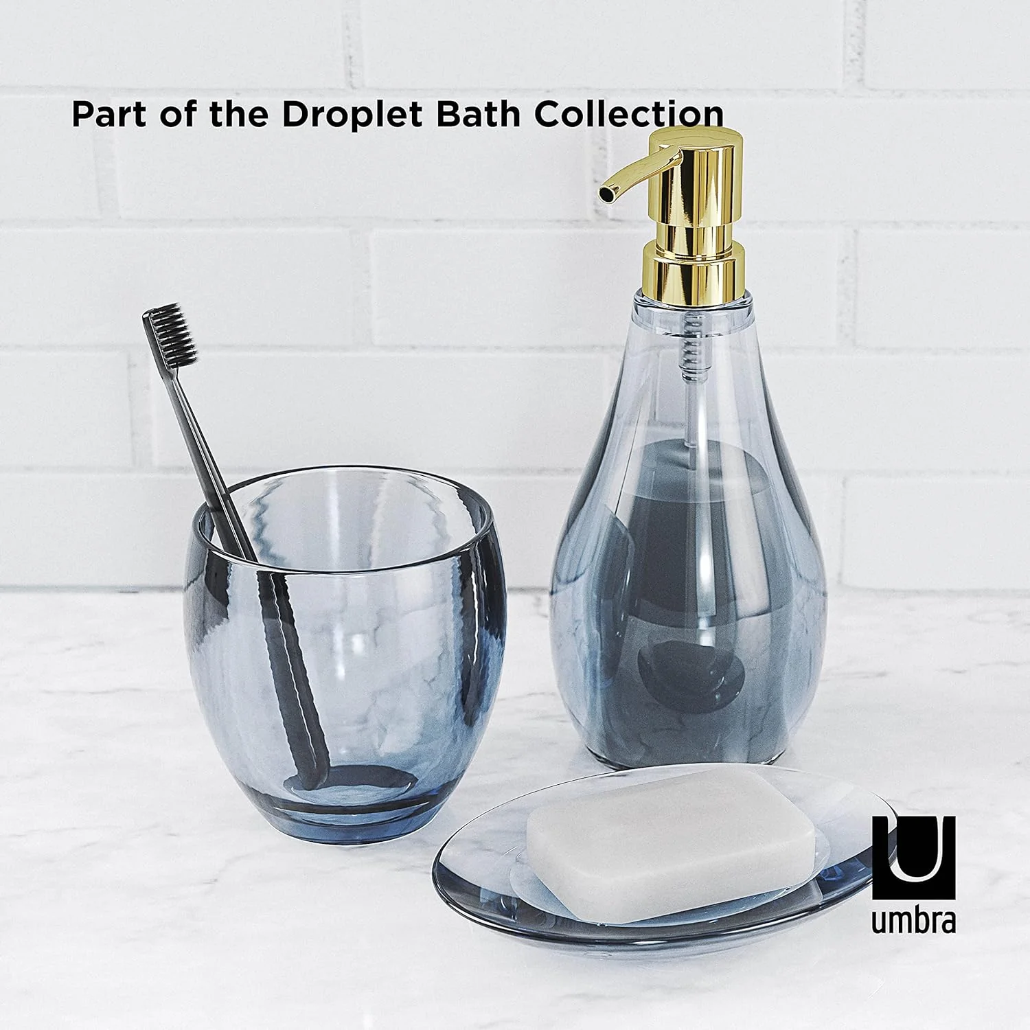 Umbra Droplet Soap Pump – Clear Denim - Image 4