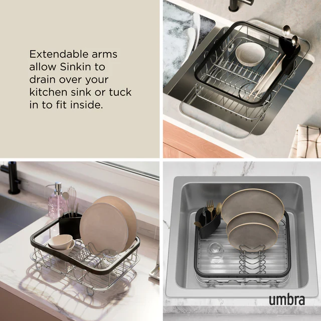 Umbra Sinkin Multi Use Dish Rack – Black/Nickel - Image 5