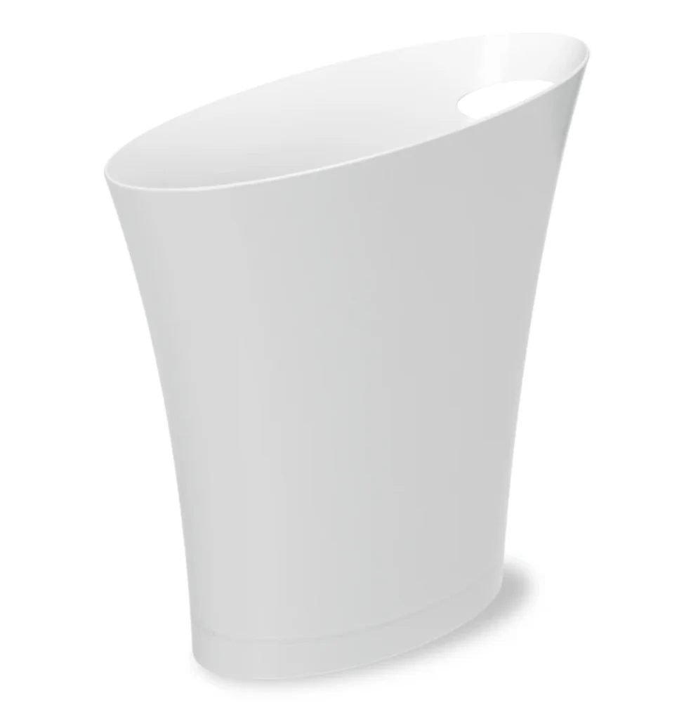 Umbra Skinny Trash Can – Metallic White – 2.4 Gallon
