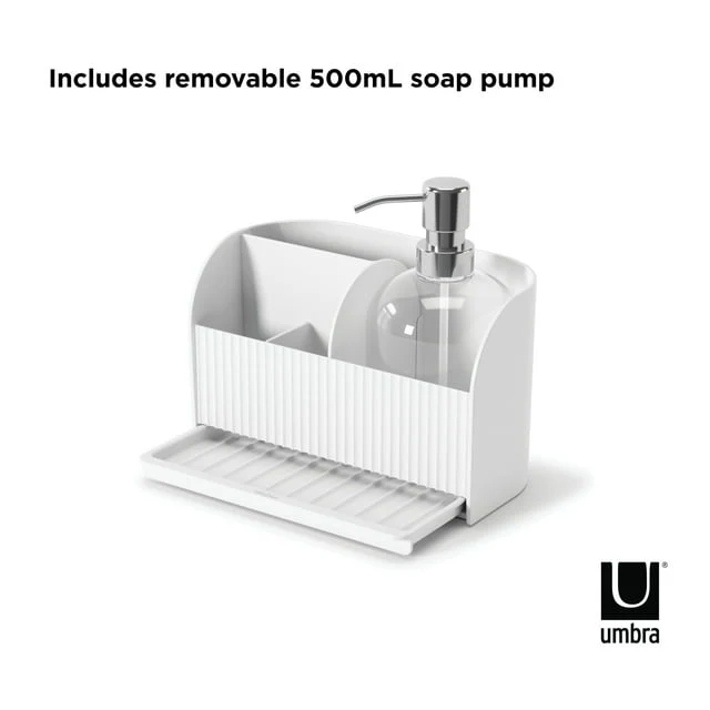 Umbra Sling Sink Caddy and Soap Pump – White - Image 4