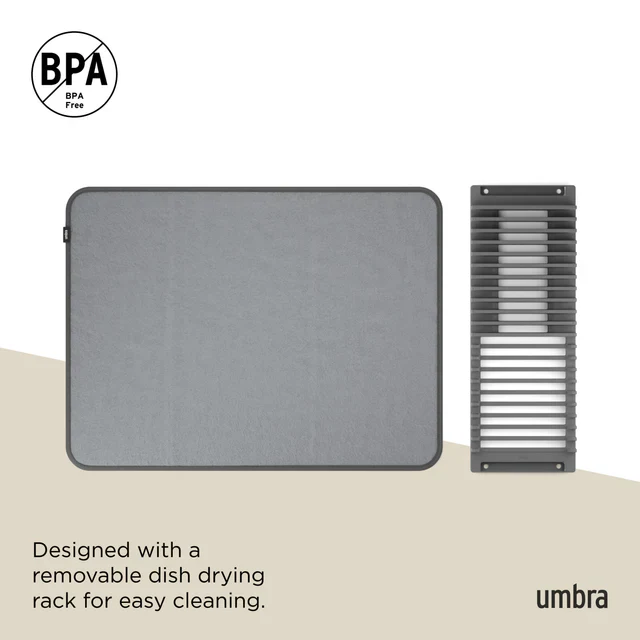 Umbra UDry Dish Drying Rack with Mat – Charcoal - Image 3