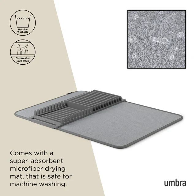 Umbra UDry Dish Drying Rack with Mat – Charcoal - Image 4