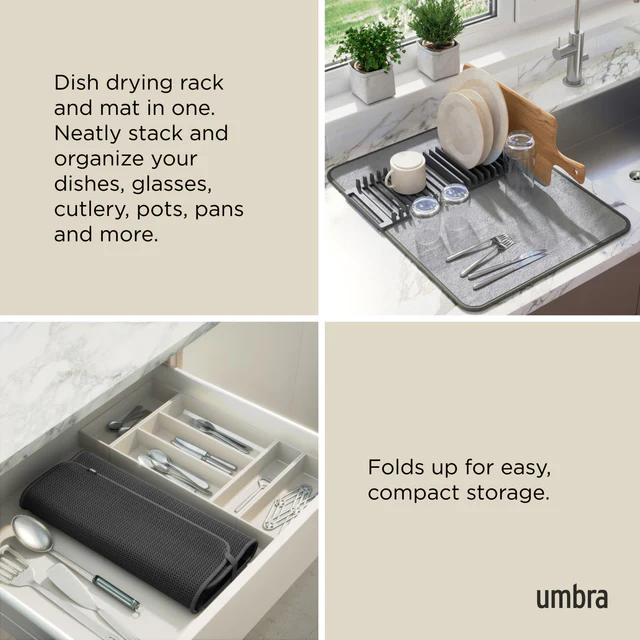 Umbra UDry Dish Drying Rack with Mat – Charcoal - Image 6