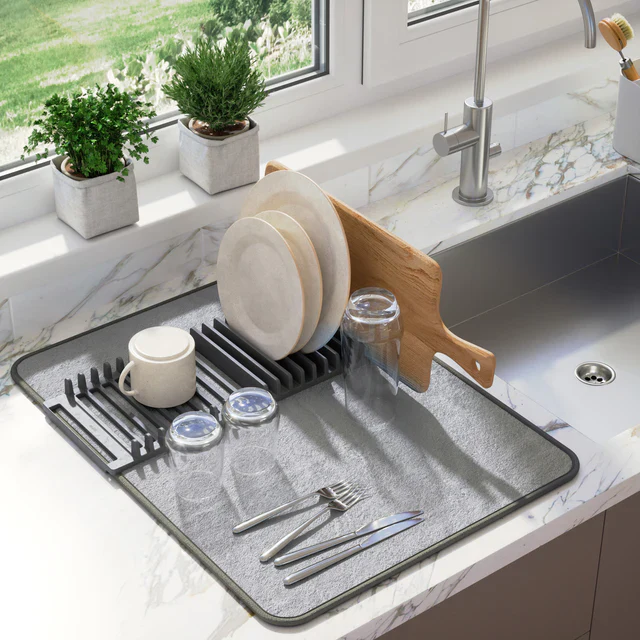 Umbra UDry Dish Drying Rack with Mat – Charcoal - Image 8