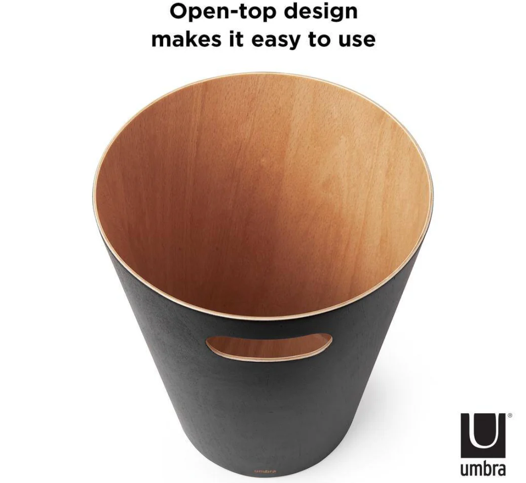 Umbra Woodrow Waste Can – Black - Image 3