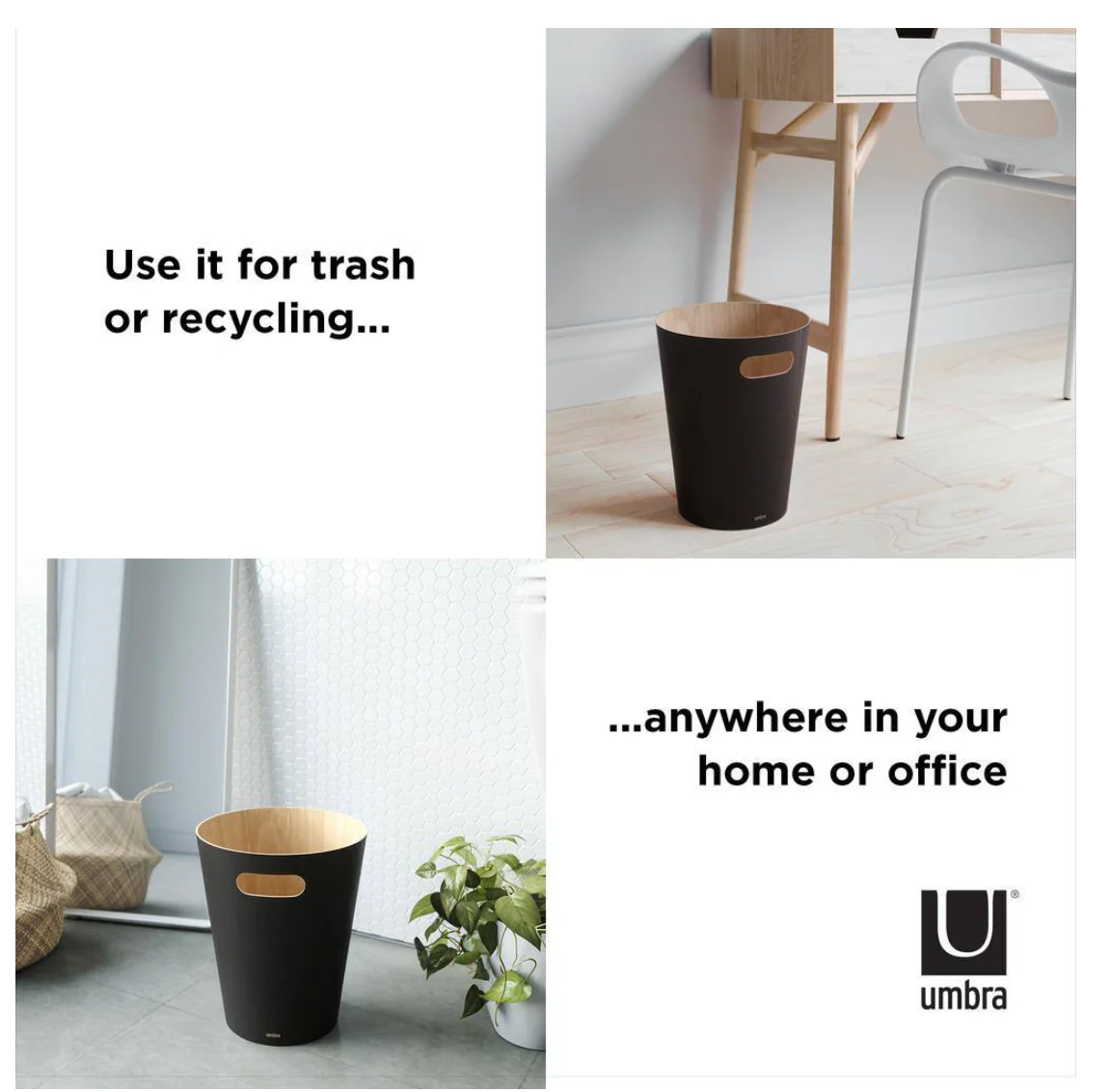 Umbra Woodrow Waste Can – Black - Image 5