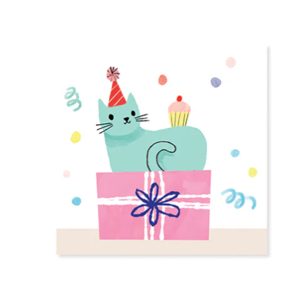 Up With Paper 3D Pop-Up Trinket Birthday Greeting Card – 3"x 3" – Party Cats - Image 2