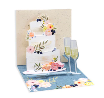 Up With Paper 3D Pop-Up Trinket Greeting Card β 3"x 3" β Fondant Wedding Cake