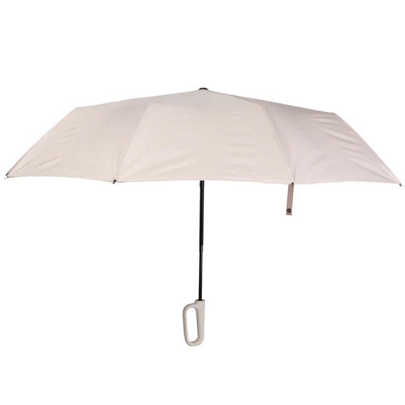 URBN ELEMNTS – Everyday Umbrella with Never-Forget Carabiner Handle – Cream - Image 4