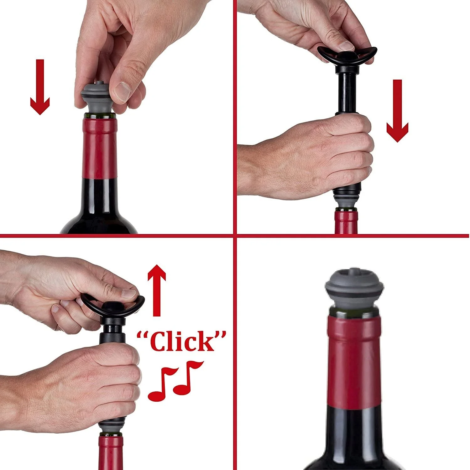 Vacu Vin Wine Saver Vacuum Stoppers β Set of 2 β Grey - Image 4