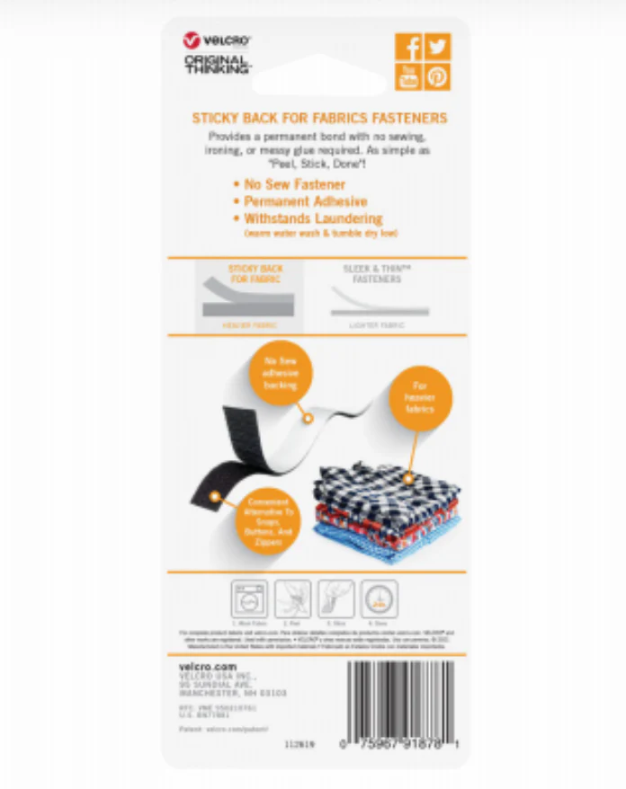 VELCRO® Sticky Back Tape – White – .75 x 24" - Image 2