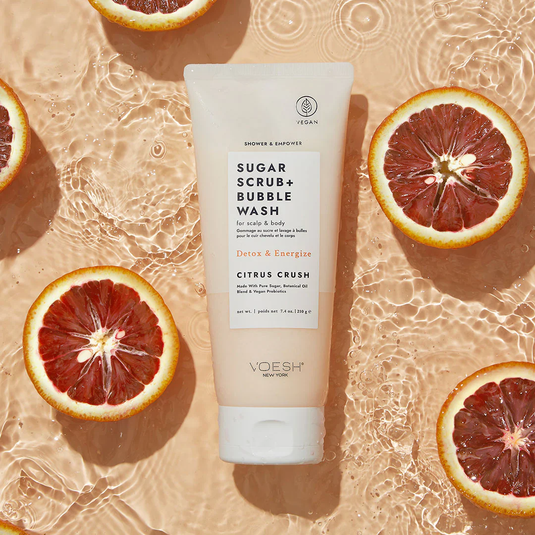 Voesh Sugar Scrub & Bubble Wash – 7.4 oz – Citrus Crush - Image 2