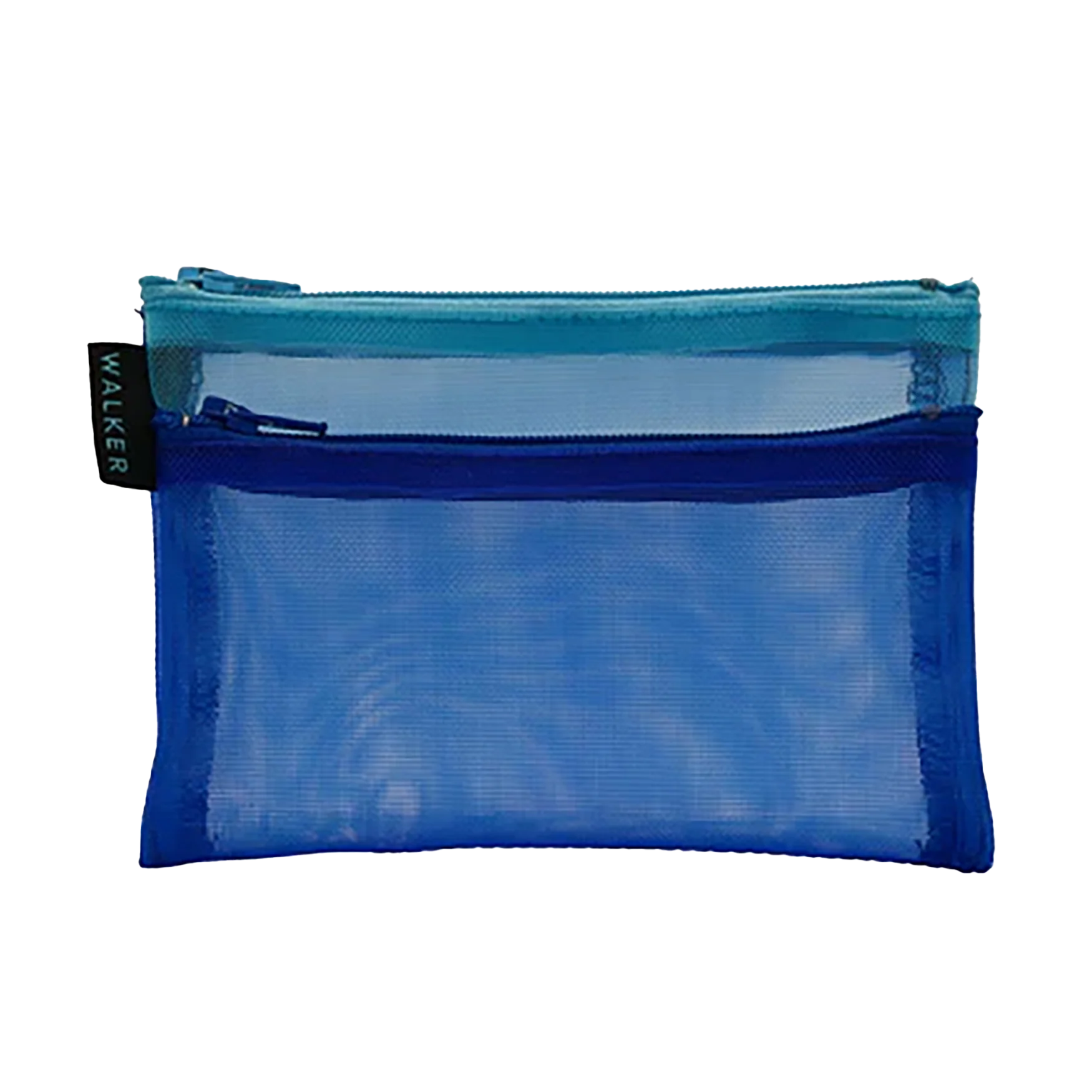 Walker Bags Color Mesh Double Zip Case  – Blue/Aqua – 5x7in