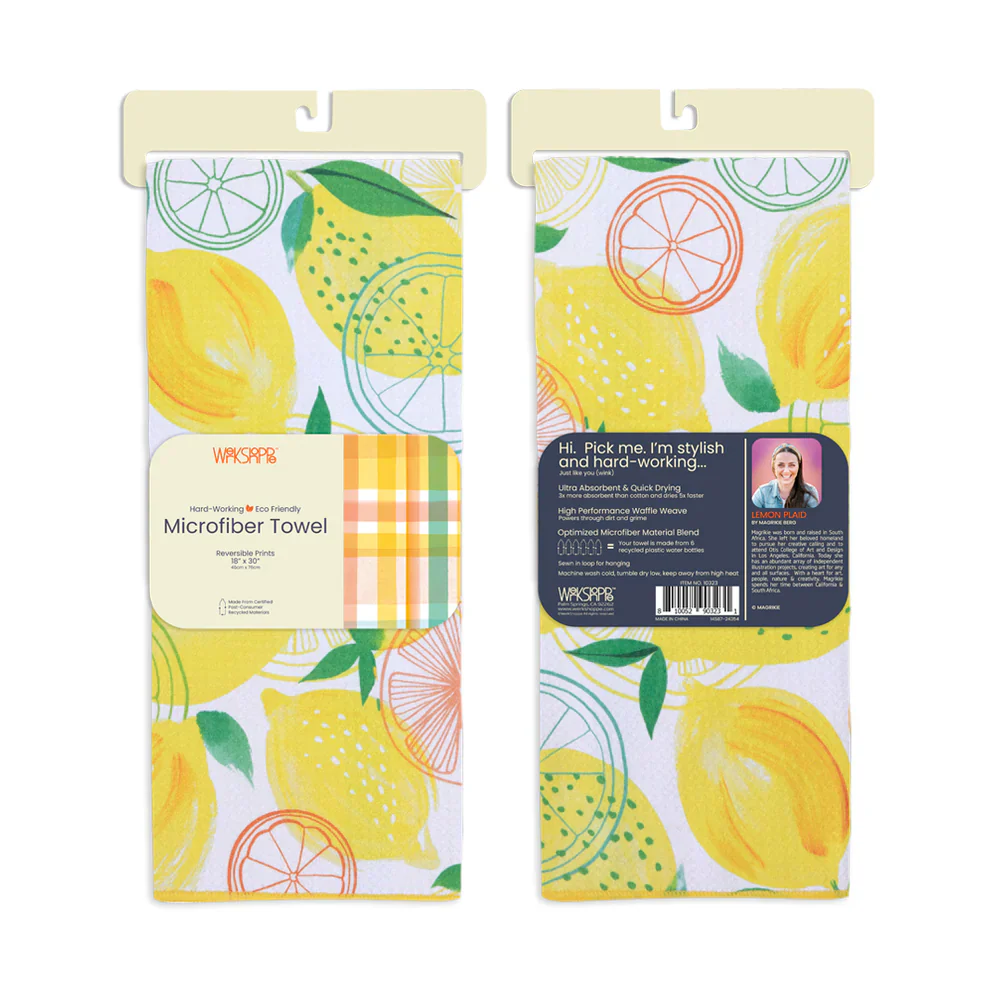 Werkshoppe Microfiber Double Sided Kitchen Towel – Lemon Plaid - Image 3